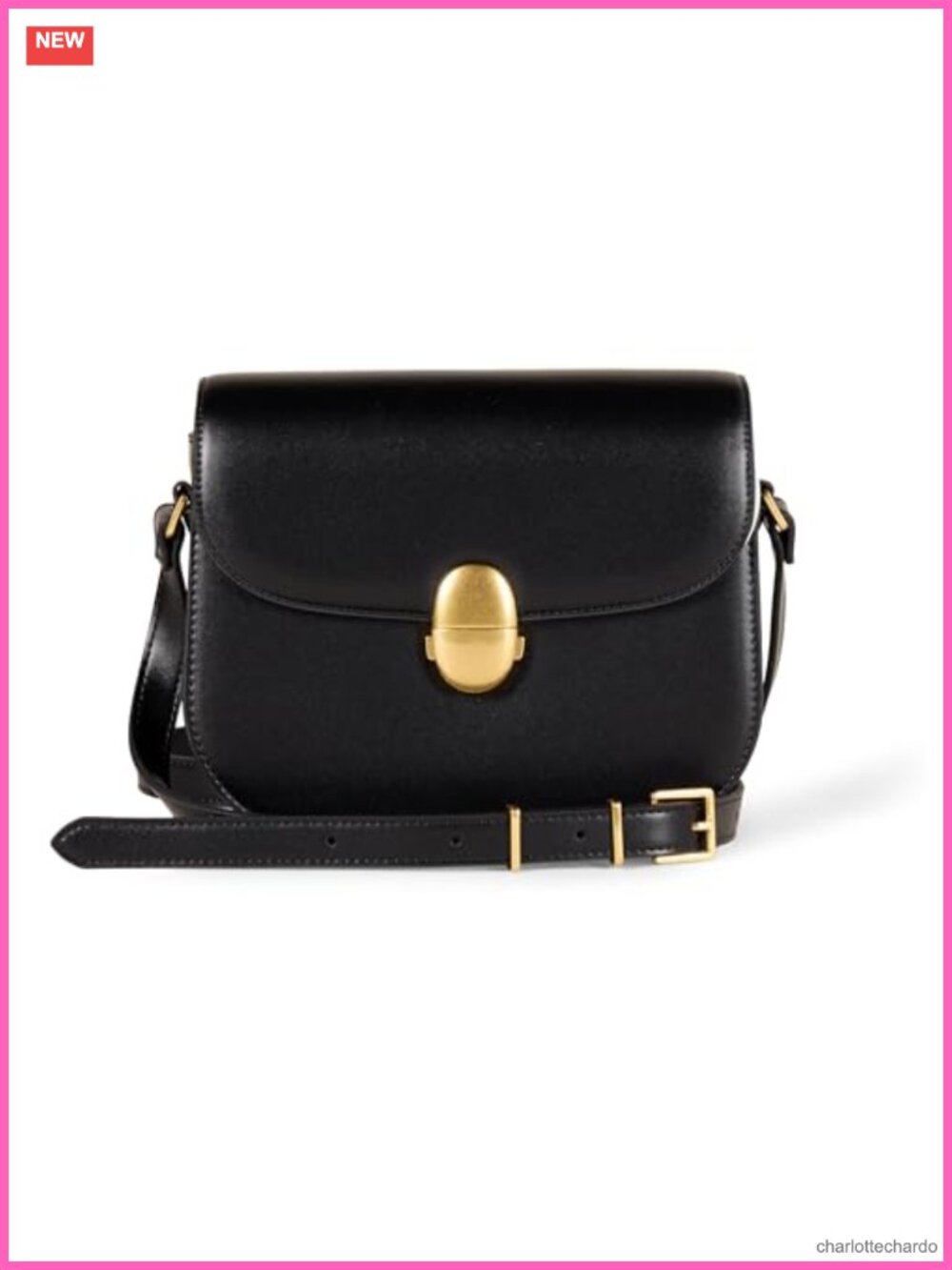 Faux Leather Crossbody Flap Bag Adjustable Strap Internal Pocket